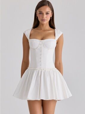 House of Cb KAIA White Cotton Mini Dress NWT